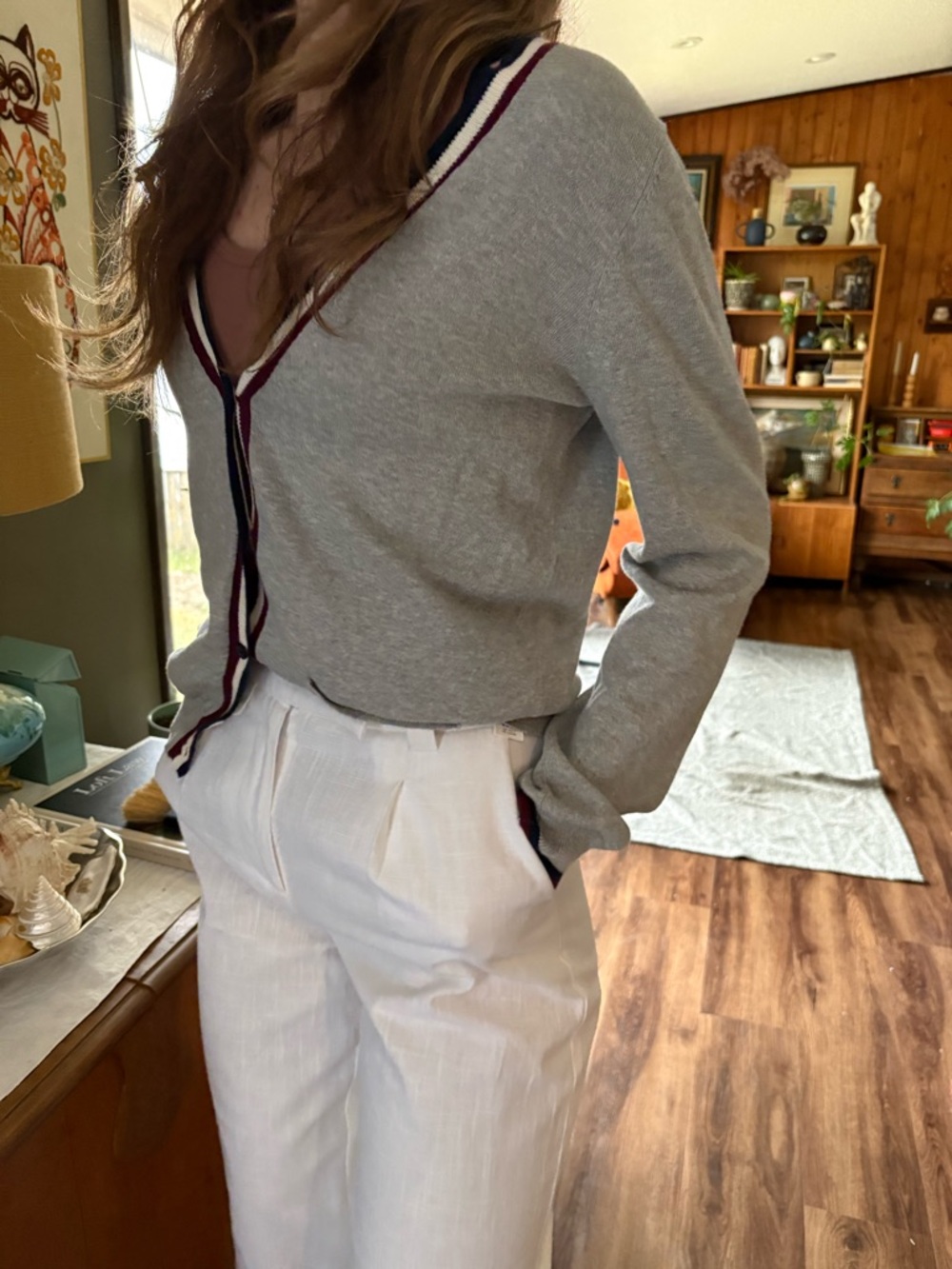 Pure DKNY Preppy Cardigan Cotton/Wool Blend Size M